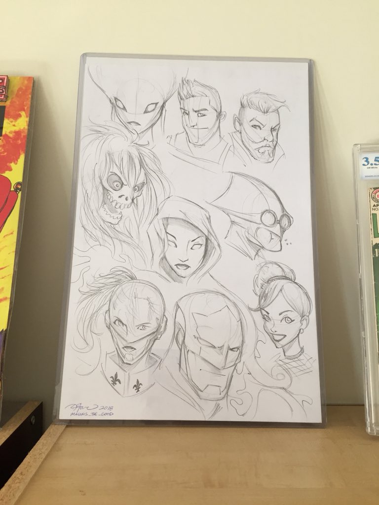 CanuckTony's tweet photo. Oh, I forgot to show this when I received it several weeks ago. It’s a gorgeous @chapterhouseca piece @magnus_the_good did as a warm up.
Can YOU name them all?
#comics #comicbooks #chapterhousecomics #art #artistsoninstagram #originalart https://t.co/MDG50OoH72