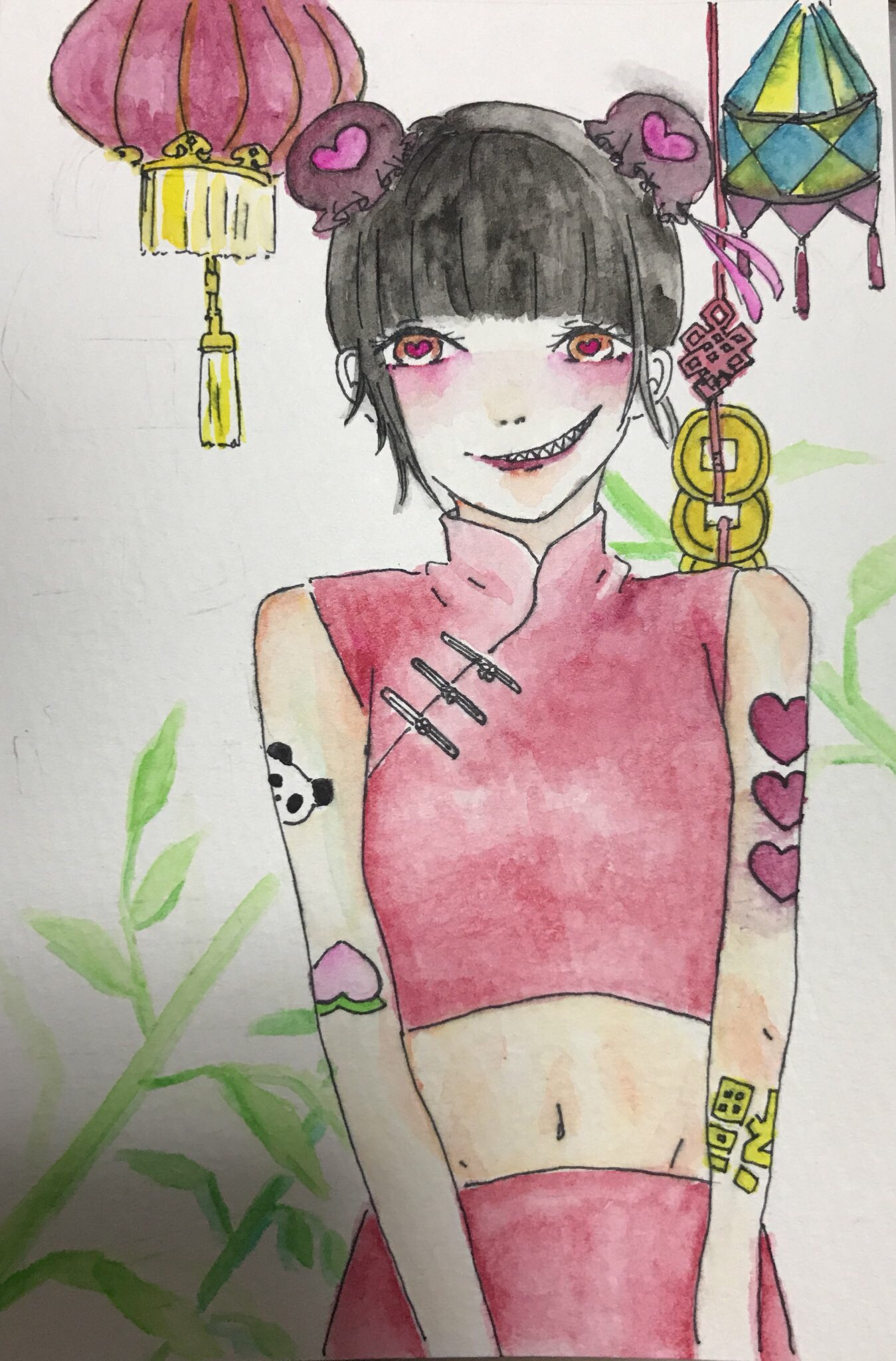 蒲葡 Chinagirl 中国 女の子 透明水彩 イラスト T Co 8yr7m4nplz Twitter