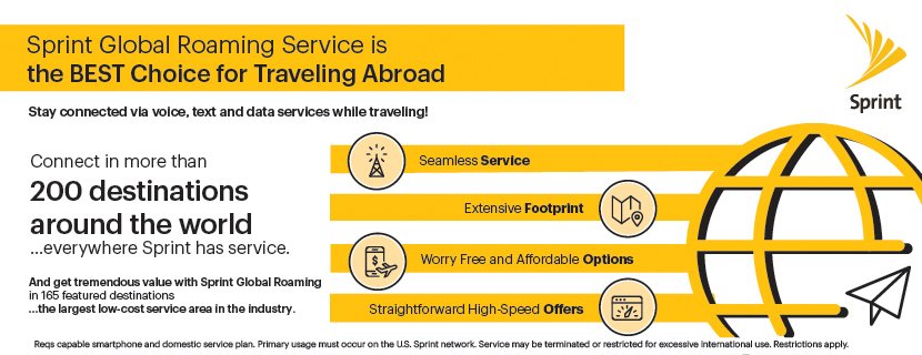 Travelling somewhere for the summer? Stay connected in over 200 destinations around the world with our #SPRINTGLOBALROAMING plan. 
#BestPriceForUnlimited #LasVegas #Sprint 

<a href="/RamiMattiXP/">RM</a> <a href="/DannyIsho/">Danny Isho</a>