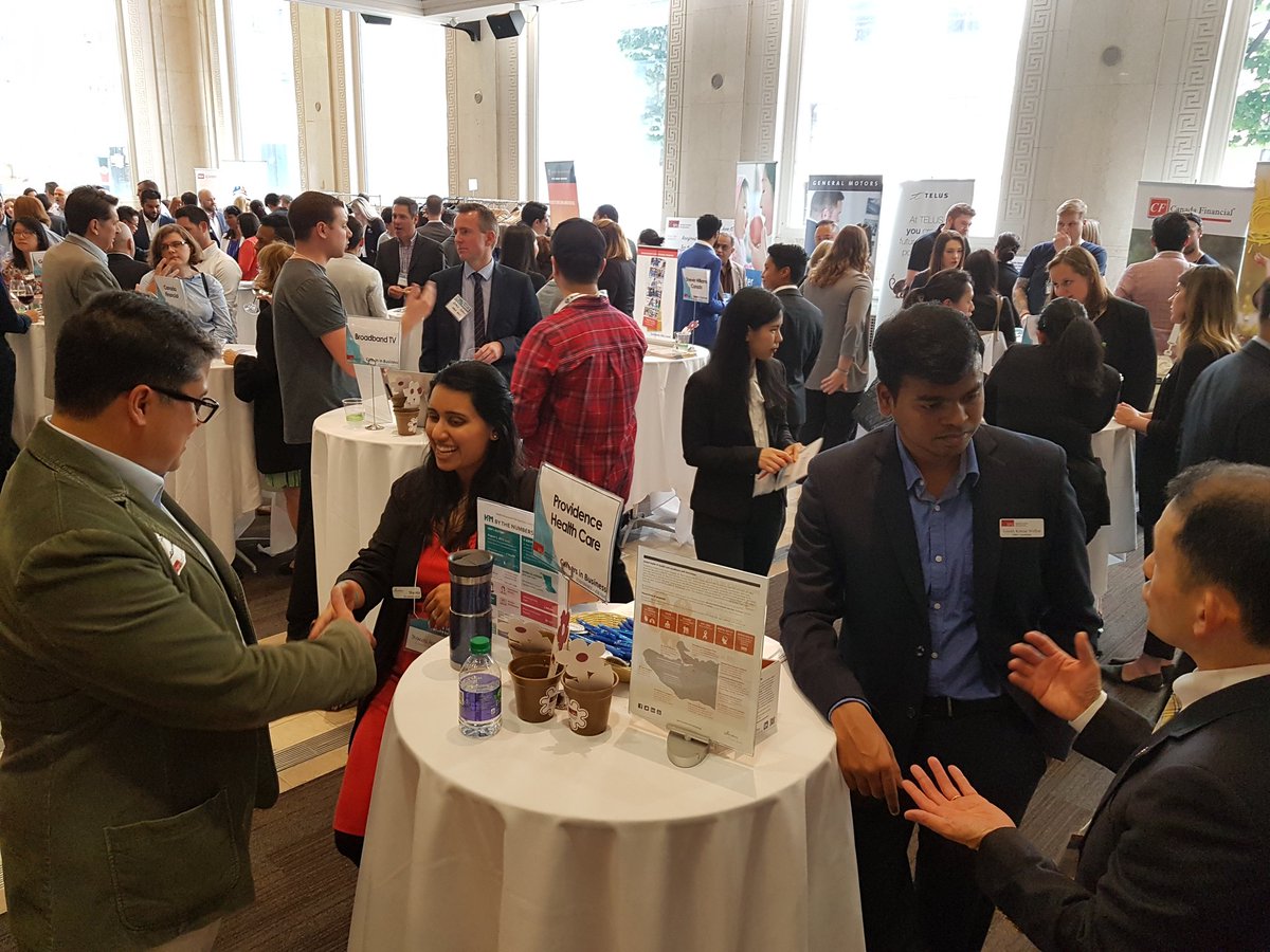 HIMConnected's tweet photo. Great turnout for the #SFU job fair today at the Beedie School of Business. Loads of talented #MBA candidates and grads. @PHCJobs https://t.co/j5nnNTIDMw
