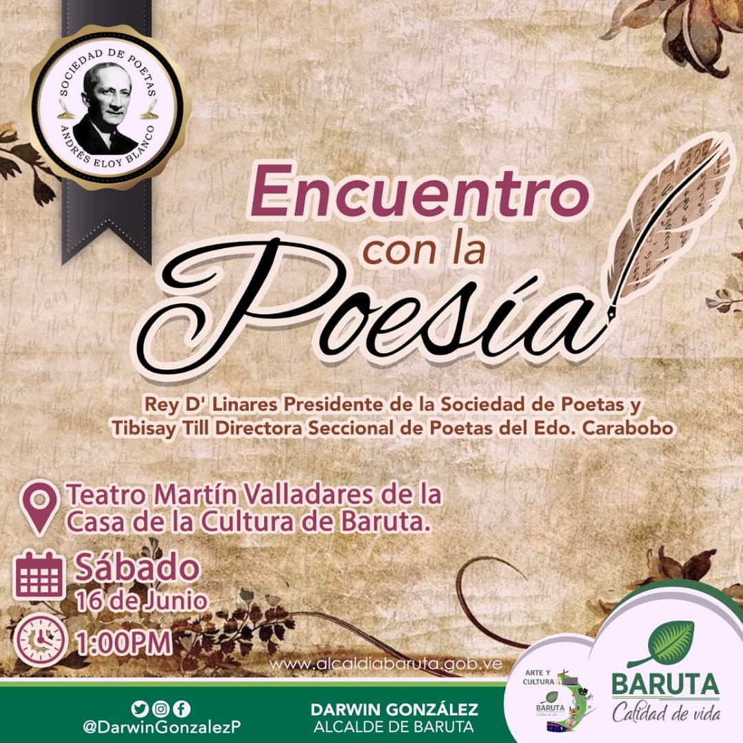 #Respost  <a href="/alcaldiabaruta/">Alcaldía de Baruta</a> "Yo quiero proponerle a usted un abrazo, uno fuerte, duradero, hasta que todo nos duela. Al final será mejor que me duela todo el cuerpo por quererle, y no que me duele el alma por extrañarle"Julio Cortázar #Sabado #16Jun #TeatroMartínValladares a la 1PM