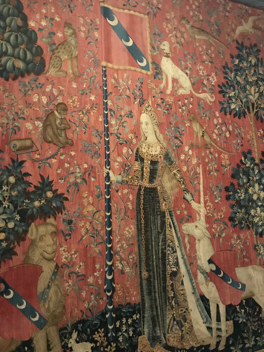 OntheTudorTrail's tweet photo. I’ve just returned from seeing the ‘The lady and the unicorn tapestry series’, created in around 1500 and currently on loan to the Art Gallery of NSW from the Musée de Cluny. They are utterly breathtaking! Sydneysiders, only one week left to see them if you haven’t already. https://t.co/rC59rEh3wy