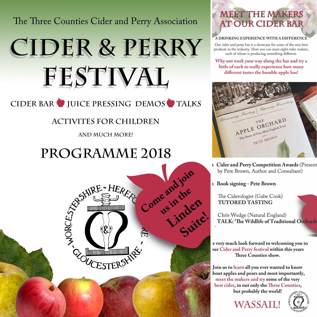 TCCPAofficial's tweet photo. Morning @theandrewe &amp; @mattslocs ! look forward to seeing you at @3countiesshows today! Our #ciderperryfest is in Linden Suite. Thrilled that bestselling author @PeteBrownBeer giving awards &amp; heading up today's top talks. Come and Meet the Makers at our bar 👍🏆🍎🍐 https://t.co/KeG4ysuSpZ