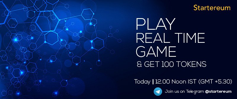 startereum's tweet photo. Hey Folks,

Startereum brings to you an online game playing experience today.

Startereum tokens will be staked real-time and #tokens will be allocated to the winners through the collective intelligence of the participants.

Join us on telegram to play: https://t.co/ZdurqUWAeJ https://t.co/rssIeVnjoF