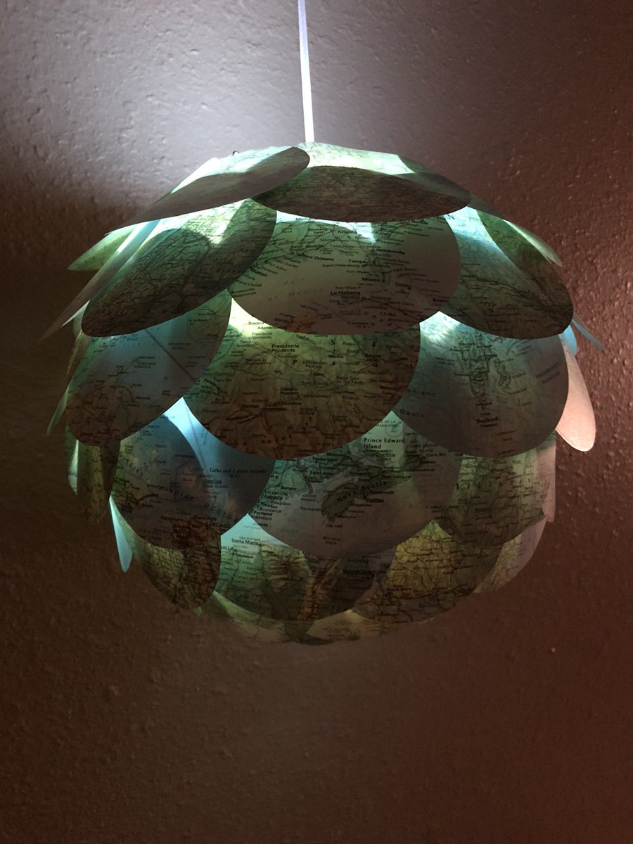 Just finished an artichoke lamp made from a vintage Atlas for a customer. Love the colors!
MonAmiePaperie.Com 
#etsy #etsyshop #etsyseller #lamp #pendantlamp #upcycle #worldtraveler #huffingtonpost