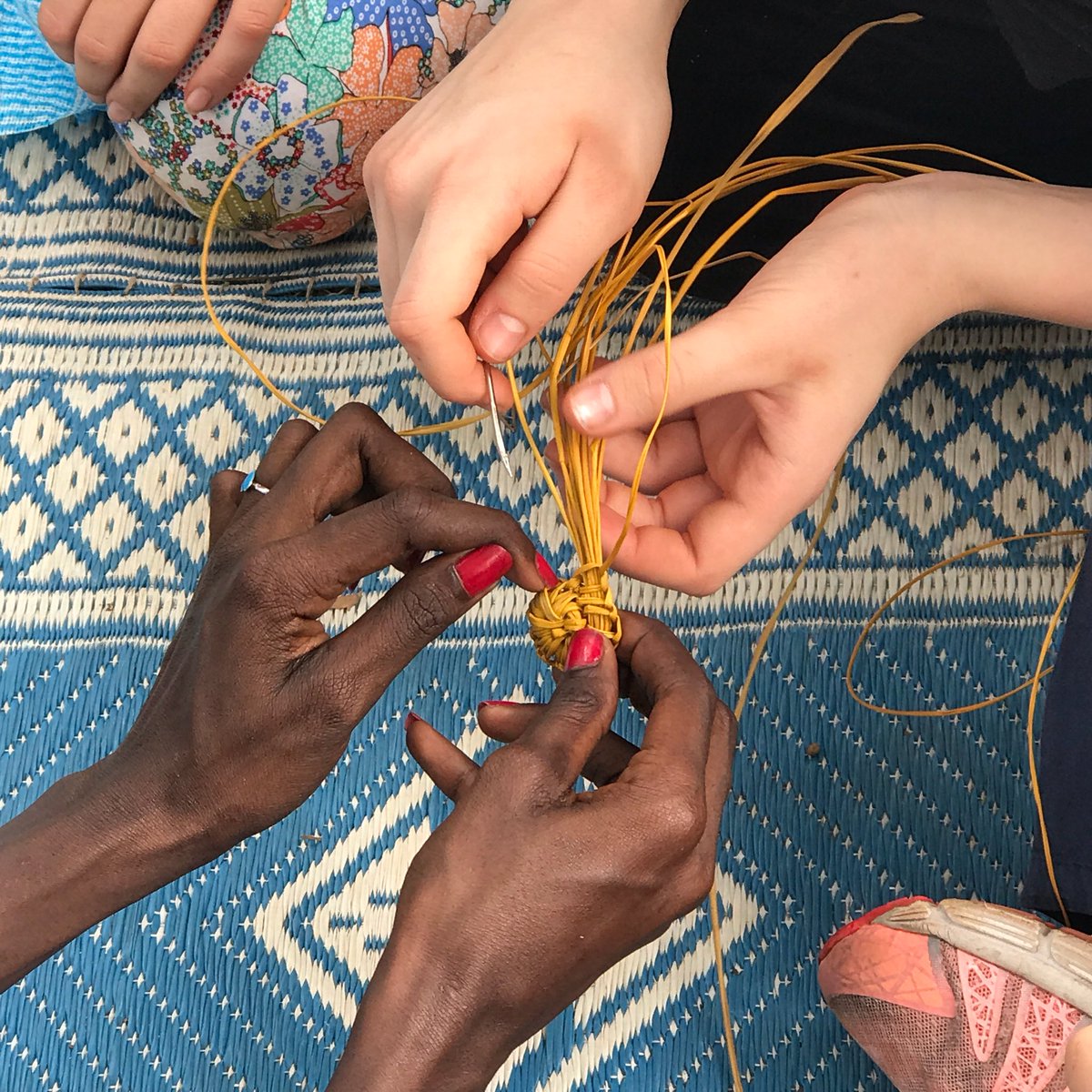 SallyCHill's tweet photo. Learning basket weaving with our generous hosts #mggsinNT @MGGS_SouthYarra https://t.co/aT0vOOOdgy