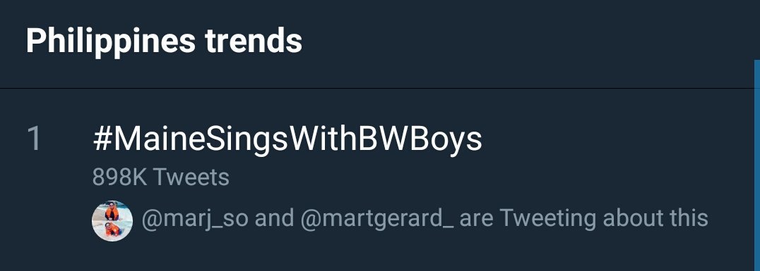 MAINEnatics_BU's tweet photo. 40k tweets in 10 minutes! From 858k to 898k, konting kembot nalang 1M na! Paabutin natin bago magperform si Meng, yes? Yes! 🙌

@mainedcm 💛

#MaineSingsWithBWBoys https://t.co/fvLj7P4Qc7