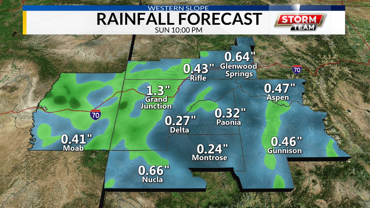 WXRules's tweet photo. Boy I hope this verifies! Here are some forecast rain totals through Sunday evening... Great news, despite it happening over our weekend :) I hope everyone had a wonderful Western Slope work week. #cowx #WesternSlope #muchneededmoisture https://t.co/HSOiIECqsq