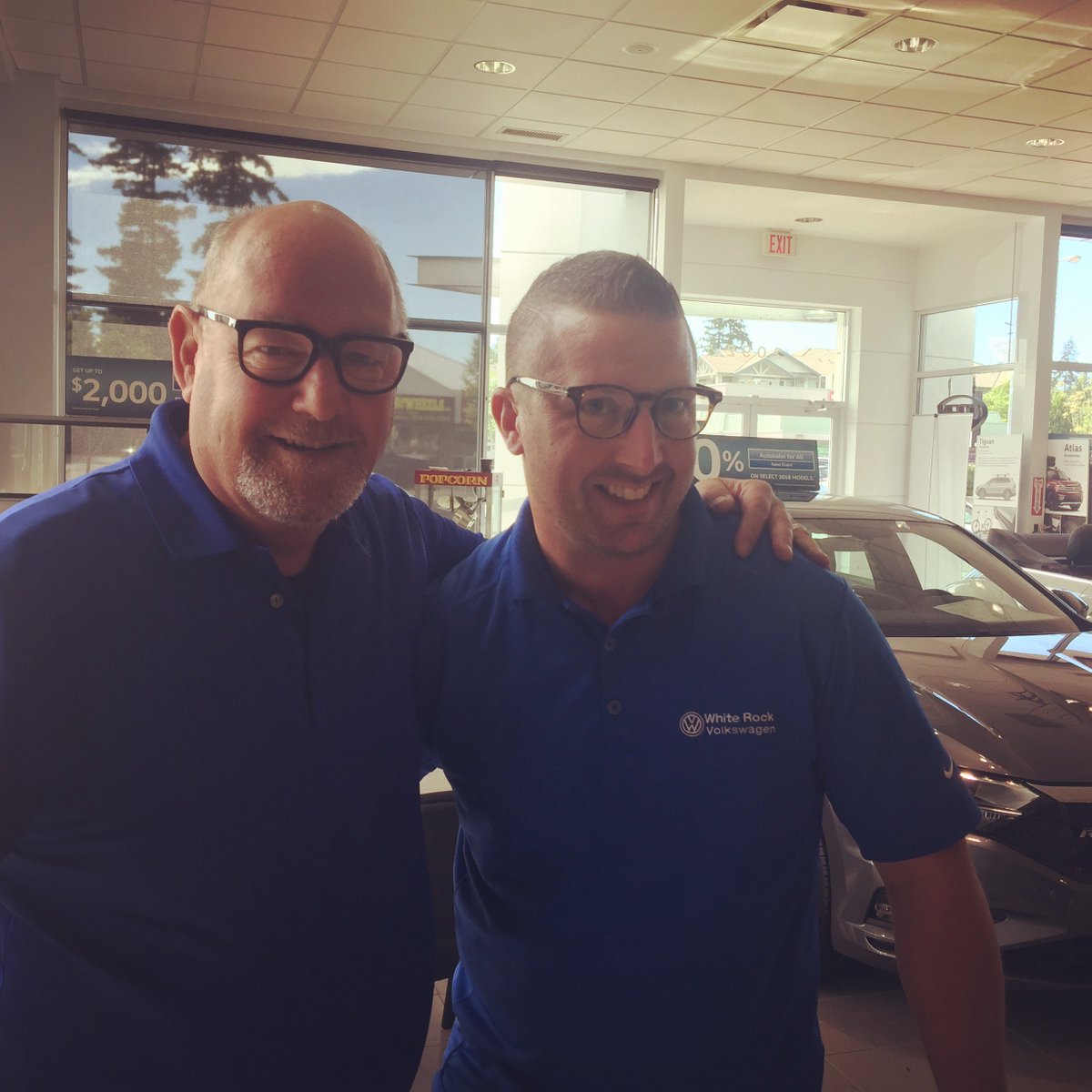 Twinsies! When the bosses are away we hire Rob 2.0! Happy Friday! 
#FunAtWork #Smile #AlwaysVolkswagen