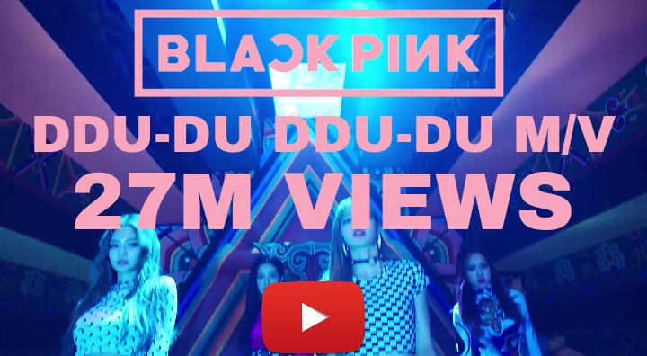 The #DDU_DU_DDU_DU M/V has reached 27M views in less than 24 hours! Strength blinks! We have to get to 30M!LET'S GO!#BLACKPINK #SQUAREUP_BLACKPINK #SQUAREUP #BLACKPINKcomeback