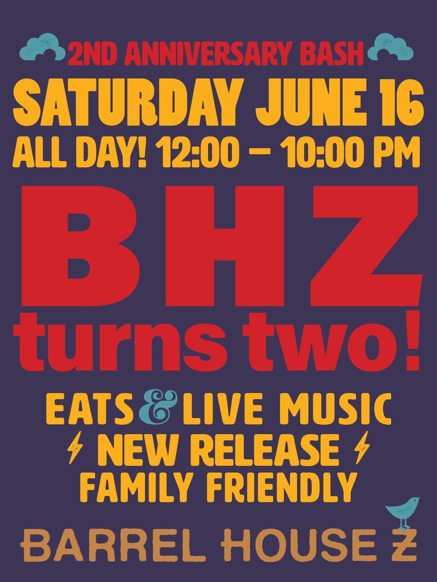 Great day for a second anniversary bash🙌🎉🎈 Come on by &amp; help us celebrate. Lots of fun planned to thanks everyone for all their support over the last 2 years. Check out the deets here: barrelhousez.net/bhzanniversary…