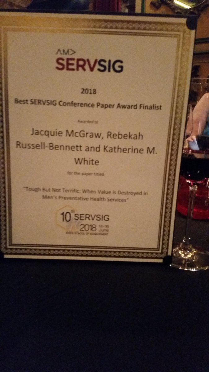 jacqmcg's tweet photo. So our paper was awarded Best Conference Paper finalist (top3) in #Paris last night #firstsubmission #menshealth #SERVSIG2018 #weareampr https://t.co/OtBeLZMTwA