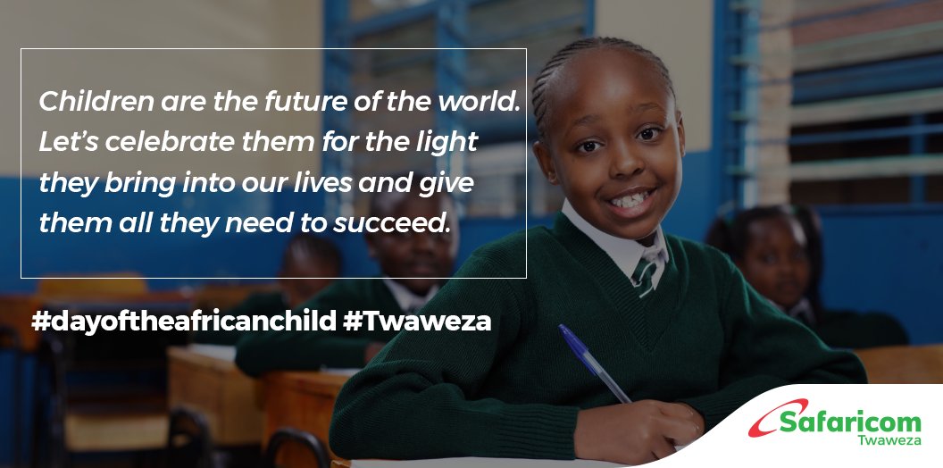 SafaricomFDN's tweet photo. Children are the future of the world. Let’s celebrate them for the light they bring into our lives and give them all they need to succeed. #DayOfTheAfricanChild #Twaweza https://t.co/A1vc8AoISt