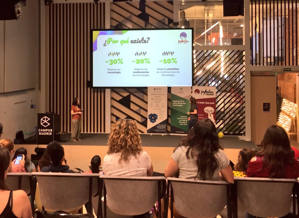 MujeresTech's tweet photo. @mabeldelgadob @claudiaguira Alicia PΓ©rez, MarΓa Medina #equipazo @PyLadiesMadrid dan la bienvenida a #PyLadiesParty a tod@s y nos motivan a ser #ponentes. PresΓ©ntate!! Hoy nos espera un dΓa genial de #Python con charlas y talleres!! #WomeninTech #WomeninPython @CampusMadrid https://t.co/9HxcNSjvpA