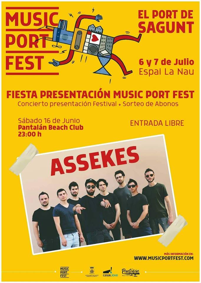 Hui, dissabte, presentació de <a href="/MusicPort_Fest/">Music Port Fest</a> amb <a href="/Assekes/">Assekes</a> al Pantalán Beach Club del Port de Sagunt. 23:00. Gratis.