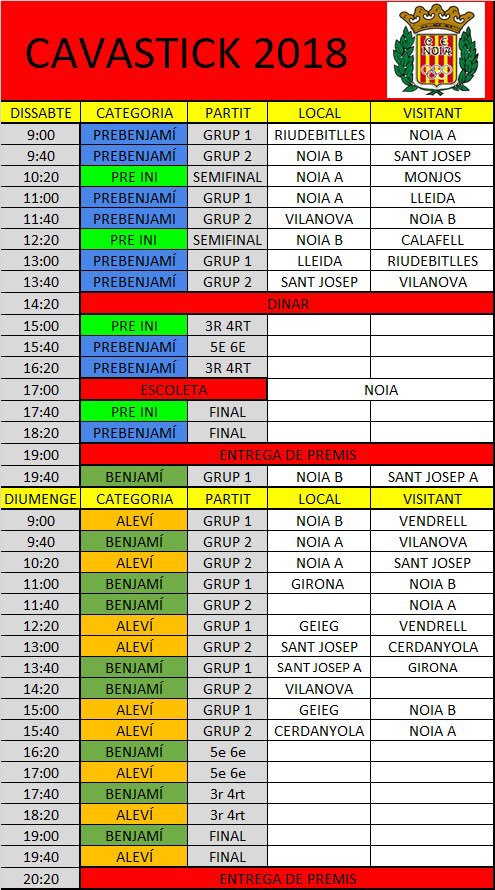 cenoia's tweet photo. #cavastick2018 Bon dia aquí teniu els horaris d’aquest cap de setmana https://t.co/T8r8vCoFl7