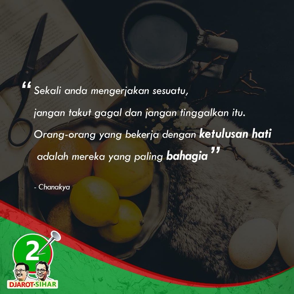 Apapun yang kamu kerjakan, lakukanlah dengan sepenuh hati. Karena setiap pekerjaan yang dilakukan dengan ikhlas da sepenuh hati, pasti akan menghasilkan hasil yang memuaskan. Karena tidak ada usaha yang mengkhianati hasil. 

#Djoss #DjarotSihar #Djoss2PilihanSumut