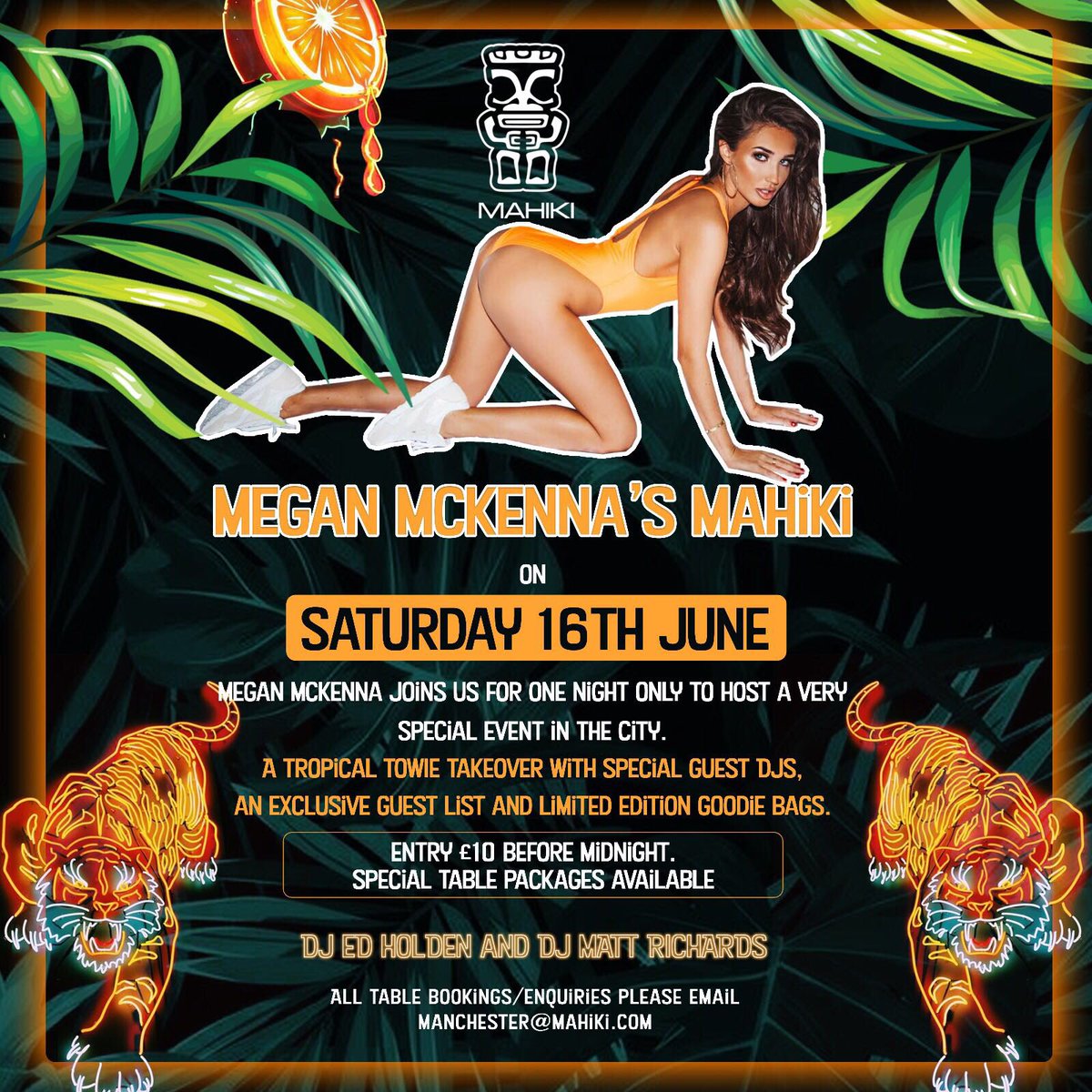 Who’s out in Manchester tonight?!!! Looking like a belter down at <a href="/MahikiMCR/">Mahiki Manchester</a> hosted by <a href="/Megan_Mckenna_/">Megan McKenna</a> ! Shout <a href="/MrClayyy/">CLAY</a> for guestlist and tables! 🙌