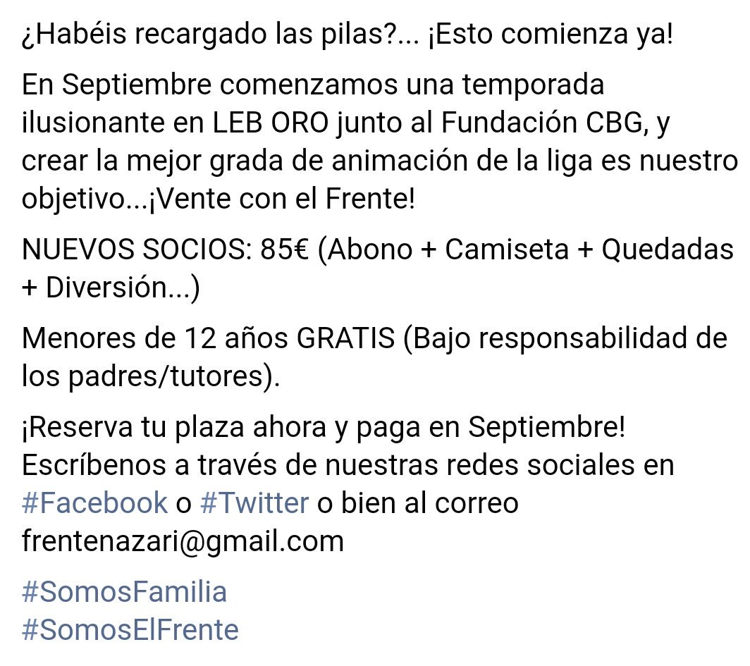 🎊Abrimos campaña para nuevos socios 🎊
Disfruta del <a href="/FundacionCBG/">Fundación CB Granada</a> en #LEBOro por solo 85€