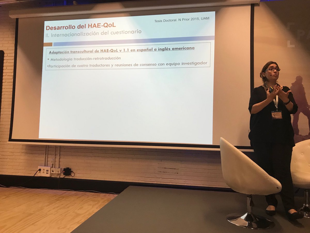 MaiteCabaMol's tweet photo. Dra @nievesprior explicando desarrollo #HAE-QoL un instrumento específico para medir #CdVRS en pacientes adultos con #AEH #PANORAMIC @CienciaInnova @haeday_ES @SEAIC_Alergia @CIBERER @CIBERER_U754 https://t.co/EmyQ2xleoP