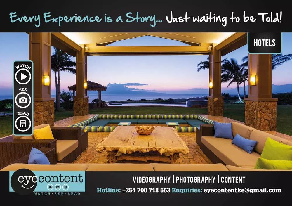goplacesdigital's tweet photo. 4 Hotel Videos for the Price of 1 with @EyeContentKE...
Don't miss perfect this opportunity to Bring Your Hospitality & Tourism Experiences to Life
#GoEyeContentKe #GoEyeContent #EyeContent #VIDEOGRAPHY #PHOTOGRAPHY #CONTENTCREATION @MagicalKenya @Min_TourismKE https://t.co/FZQ41VYEL4