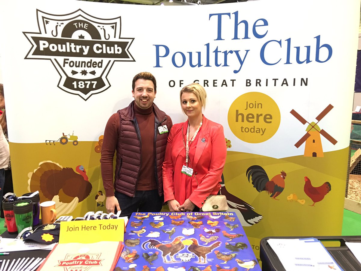 Team @PoultryClubofGB for Saturday here at <a href="/BBCGWLive/">BBCGWLive</a> &amp; <a href="/BBCGoodFoodShow/">BBC Good Food Show</a>, Jed &amp; Louise ready to talk #poultry with you! 
Find us here in Hall 18
#BBCGWLive #bbcgoodfoodshow