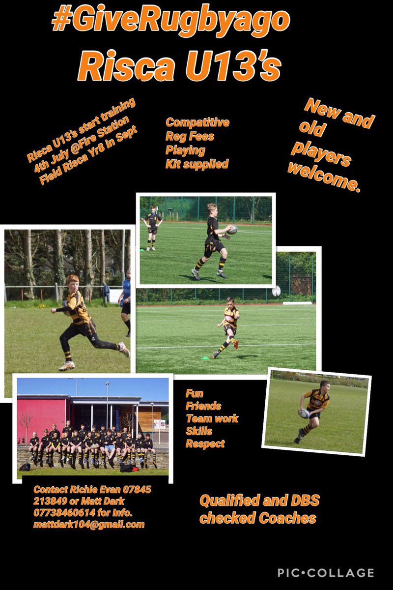Please Retweet 
<a href="/RiscaYouthRFC/">Risca Youth RFC 🖤💛</a> <a href="/RiscaRFCMandJ/">RiscaRFCMini&Junior</a> <a href="/RiscaRFC/">Risca RFC</a> <a href="/RiscaCCS/">Risca CCS</a> <a href="/newbridgepe/">Newbridge PE Dept</a> @BassalegRugby <a href="/DRA_Community/">DRAGONS RFC COMMUNITY 🐉</a> <a href="/WRU_Community/">WRU Community - Wrth galon y genedl</a> 
Great team what to make the Rugby family bigger also have 7’s through to U14’s get in contact
#giverugbyago #rugbyfamily #becomeaminicuckoo