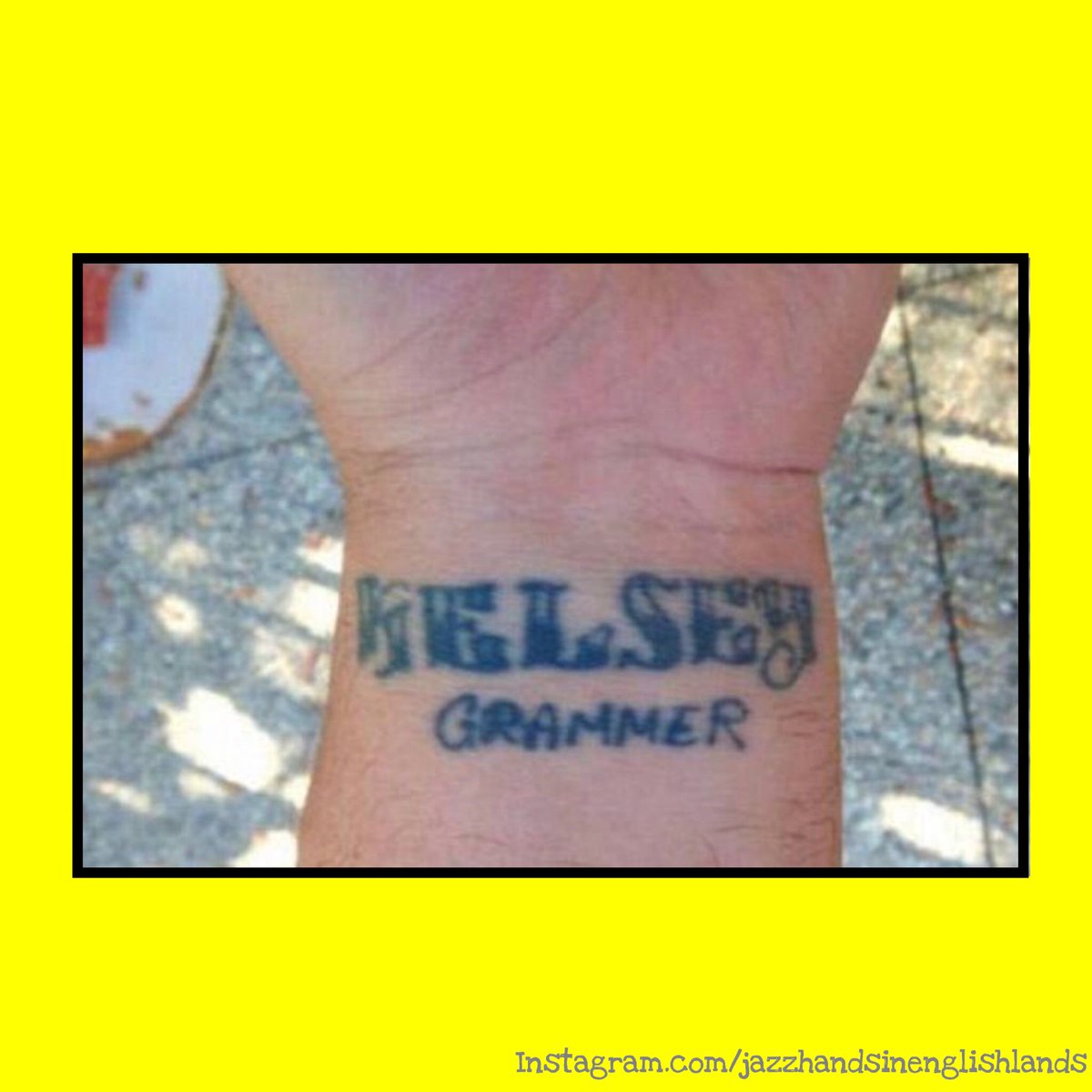 jazzhandsjokes's tweet photo. _
Let’s hope they’re a Frasier fan... 💉
_
#WellThatsALook #NoNoNoNo #WhyWouldAnyoneDoThat #HaaangOnAMinute #TheresAMoralToTheStory #Exes #Relationships #SingleLife #WontBeDoingThatAgain #BadTattooCoverUps #BadTatts #NameTattooFail #Tattoos #TrampStamp #Frasier #KelseyGrammer https://t.co/rx5xXZosJe