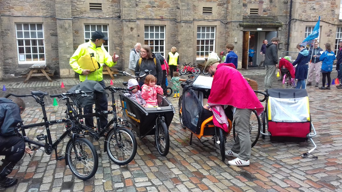 There are dozens of ways of cycling with your family. Come and discover - cafe open too. Rain is lessening! @edfoc <a href="/CyclingUKScot/">Cycling UK in Scotland</a> <a href="/SpokesLothian/">Spokes CycleCampaign</a> @UrbanArrowcom <a href="/Circecycles/">CirceCycles</a> <a href="/CyclingEdin/">Cycling Edinburgh</a> <a href="/TransformScot/">Transform Scotland</a> <a href="/TheCycleService/">The Cycle Service</a>
