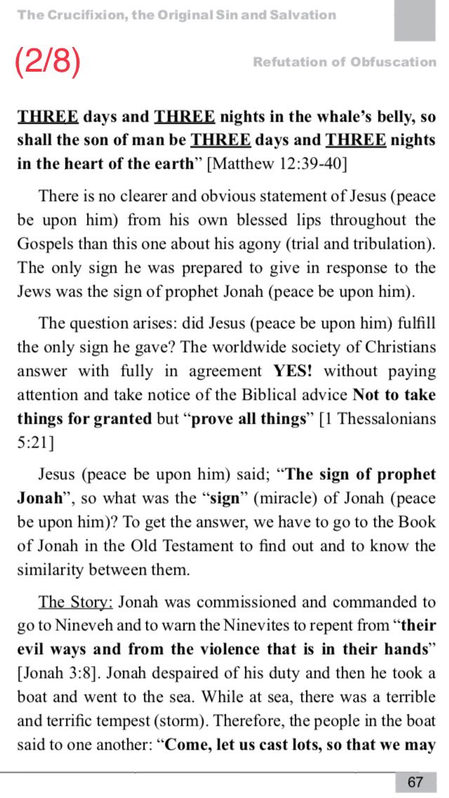 Ref_Obf's tweet photo. Chapter Four (4):

1- Was #Jesus (Peace be upon him) #Crucified ?
(Proofs from the #Bible that #Jesus wasn’t #Crucified)

❁ The #Life Factor
❁ The #Time Factor

2- The Original #Sin and #Salvation

📚(1/2)📚 https://t.co/bW8OF4dDJE