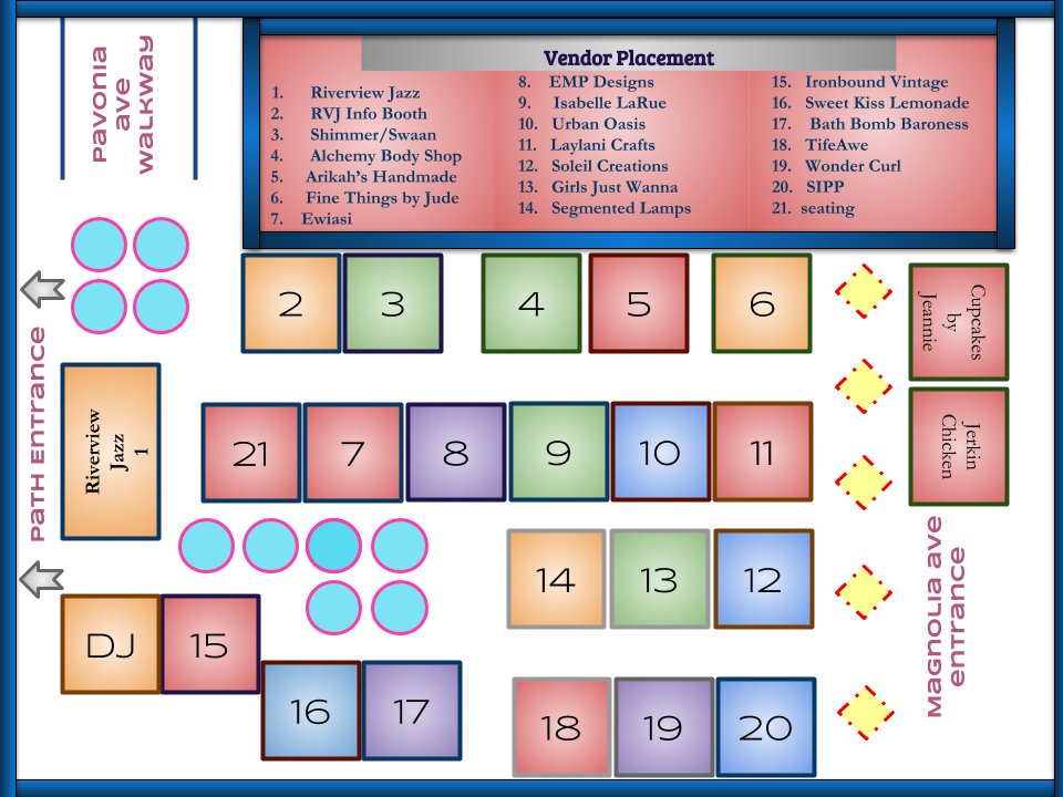 check out the layout map for today's <a href="/marketplacejc/">marketplaceJC</a> happening TODAY from 12-5 at Magnolia Landing (136 Magnolia Ave) in JC! Swing by to support local artists, small biz owners, food and to enjoy some live music courtesy of <a href="/RiverviewJazzJC/">RiverviewJazz.org</a> 

facebook.com/events/1587