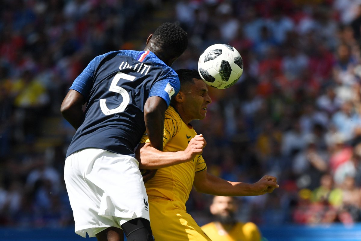OptaJean's tweet photo. 2 - Les 2 derniers penalties concédés par l'Equipe de France l'ont été par Samuel Umtiti. Fébrile. #FRAAUS #CM2018 https://t.co/BKOVtntk1Y