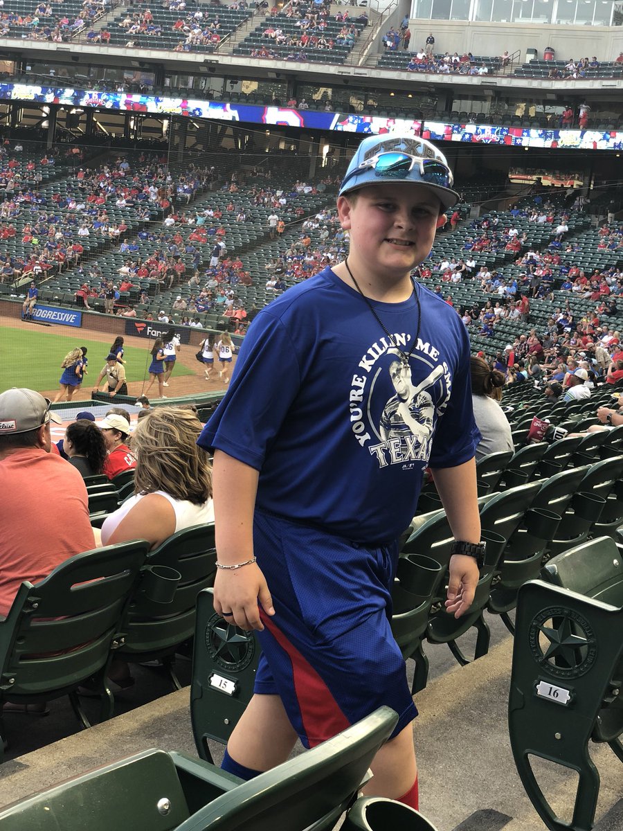 PomroyRobin's tweet photo. Nothing better than being at the Rangers game with Remington..... my most amazing &amp; wonderful son!! LETS GO RANGERS #HatsOff4Heroes https://t.co/m8eeLNIcRt