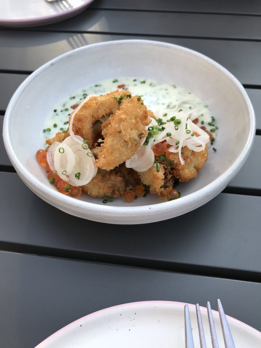 gegallas's tweet photo. #HimitsuDC: “Panko Fried Oysters,” Sapidus Farm oysters, smoked onion soubise, ikura, chives.

#WashingtonDC #Restaurant #JapaneseInspired #Petworth https://t.co/LYvk7zii1m