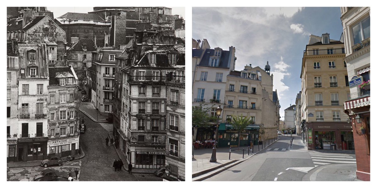 Parisidftn's tweet photo. Rue de la Montagne Saint-Genevieve, Paris, 1960 and today. Thanks to @ParisAMDParis for historic photo by Doisneau. #paris #thenandnow #history #histoire #parisjetaime https://t.co/Y8dPdLBSWj