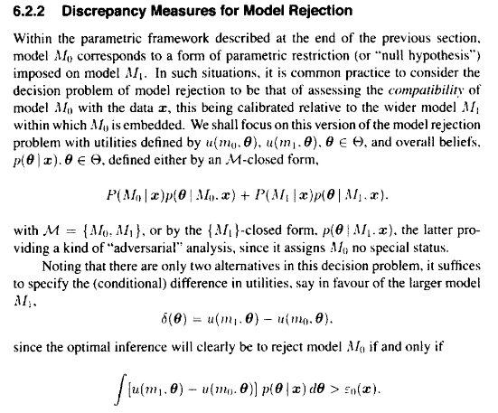 People criticizing frequentists for doing hypothesis testing should know that Bayesians follow a similar procedure which is called 'Model rejection'. excerpt from: 'José M. Bernardo, Adrian F. M. Smith, Bayesian Theory' #statistics