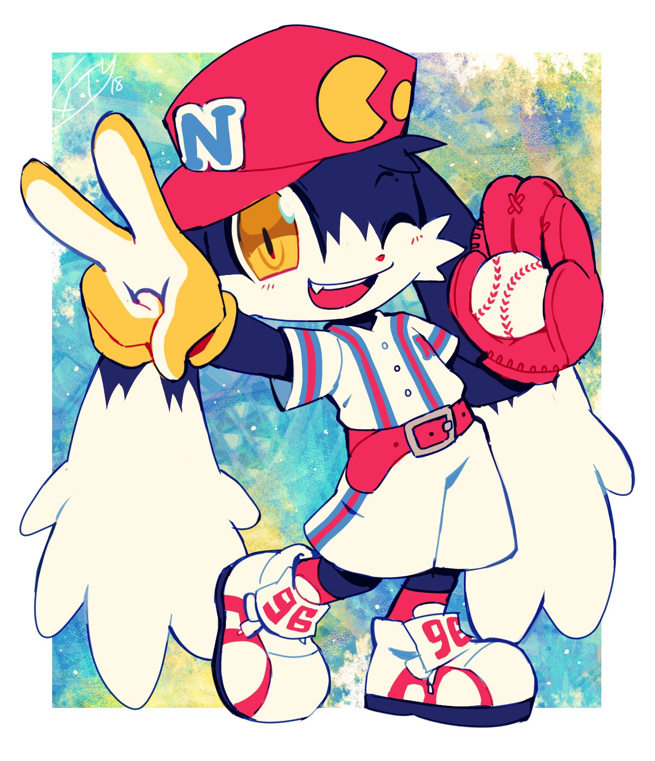 Klonoa in Baseball uniform, art by. 