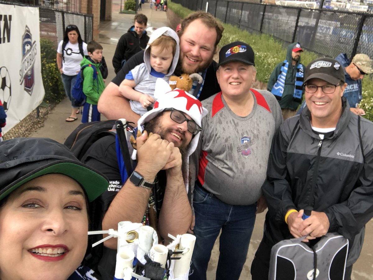 TrailheadsSG's tweet photo. @TrailheadsSG - dedicated @SwitchbacksFC fans! A little rain isn’t going to stop us! #uslsoccer #uslfan https://t.co/ldNHUtW1Ry