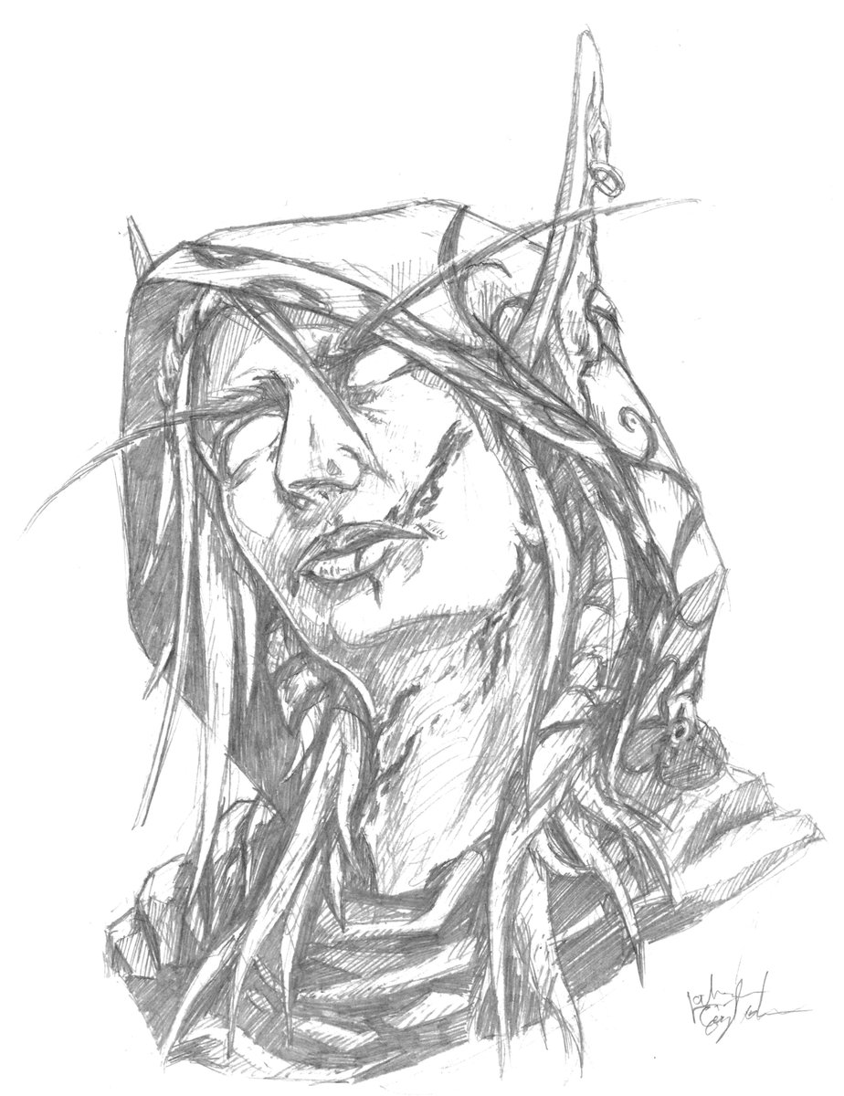 LadyStoryteller's tweet photo. With the Warcraft fervor going around, I decided to devote my practice sketch today to that of a Dark Ranger - my favorite unit in Warcraft 3. 2H mechanical pencils, 6x9in https://t.co/enERhUjAXj