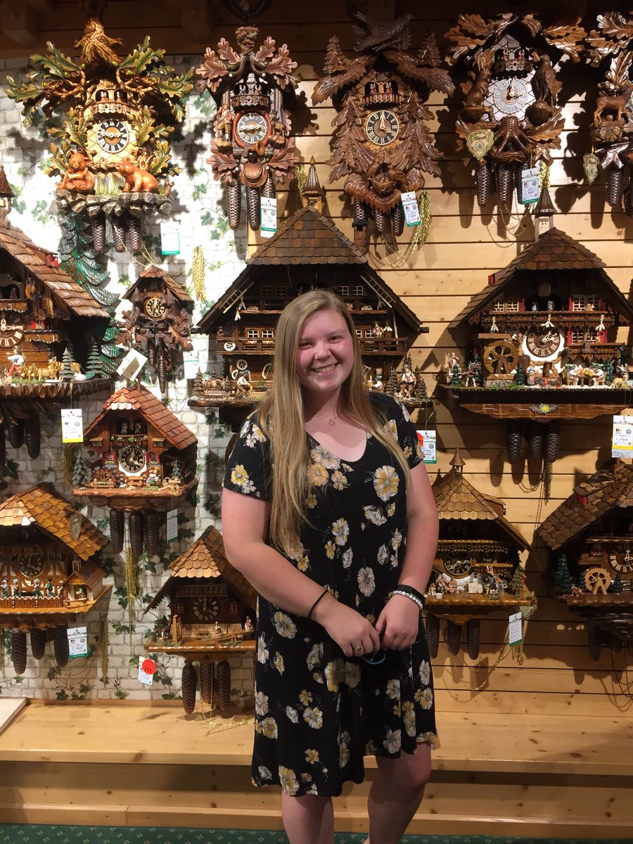 chloemtoney's tweet photo. I like this picture of me and LOVE all the clocks behind me, so yes, I’m adding it on twitter too! #noshame #exploringgermany https://t.co/Sj4XlBLiJe