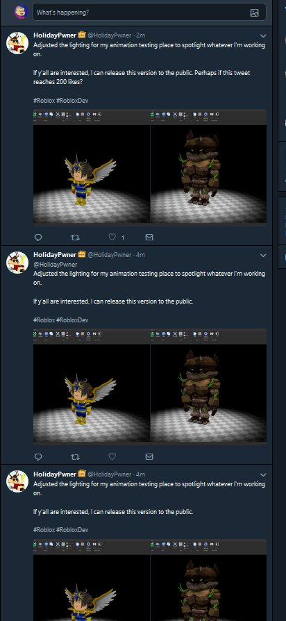 Holidaypwner On Twitter Adjusted The Lighting For My - roblox animation tester game