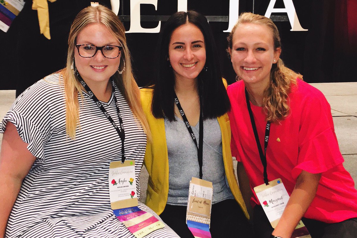 Our prez with our neighbor chapter presidents of UTD & UCO!! How precious 🤩 #alphagamconvention