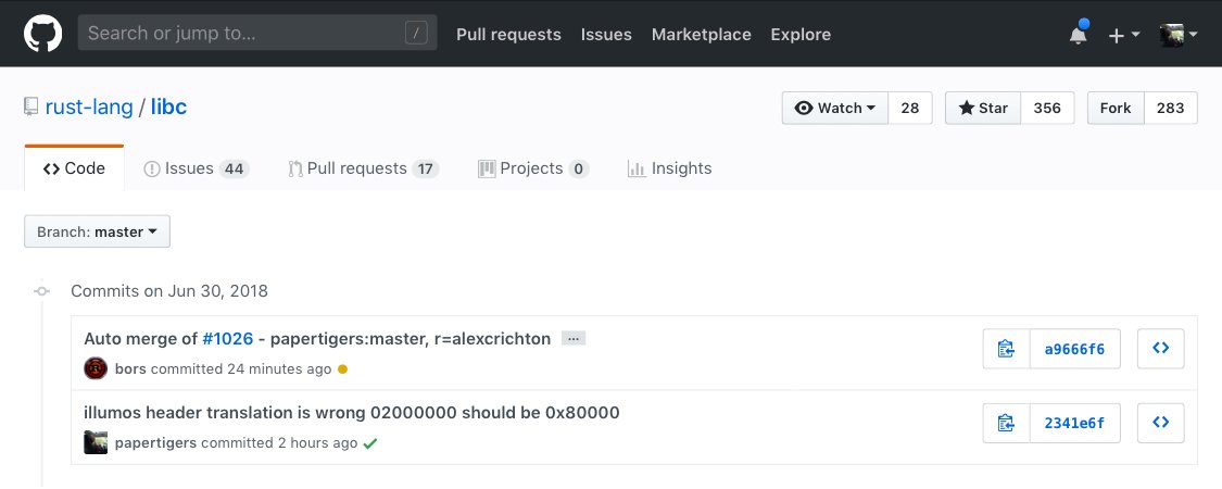 papertigerss's tweet image. Woo my first contribution to @rustlang was just merged 🎉. That should fix mio based programs on #illumos until we have proper event port support.