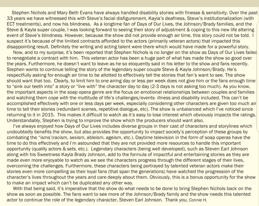 connielw27's tweet image. Don't know what more to do... ltr to @nbcdays &amp;amp; soap media expressing the importance #BringPatchBack to #Days #DaysNeedsStephen 💜 @SteveKentSony @MichaelAusiello @MichaelFairman @SoapDigest @SoapOperaNewss @TVLine @Soap_Hub @dcconfidential @officialnichols @marybeth_evans1