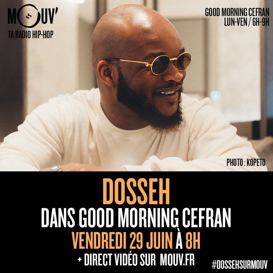 Ce matin, c’est <a href="/DossehLaFamine/">D O $ $ A V € L I</a> qui nous rejoint sur <a href="/mouv/">Mouv'</a> dès 8h00 à l’occasion de la sortie le 6 juillet de #VIDALOSSA ! Viens réagir au HT 👉 #DossehSurMouv 👍