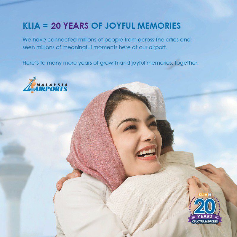 MY_Airports's tweet photo. Happy 20th Anniversary KLIA! Thank you for the 20 years of joyful memories! ❤ (1998-2018)  #KLIAturns20 #airport #klia https://t.co/9QWaB7seeP