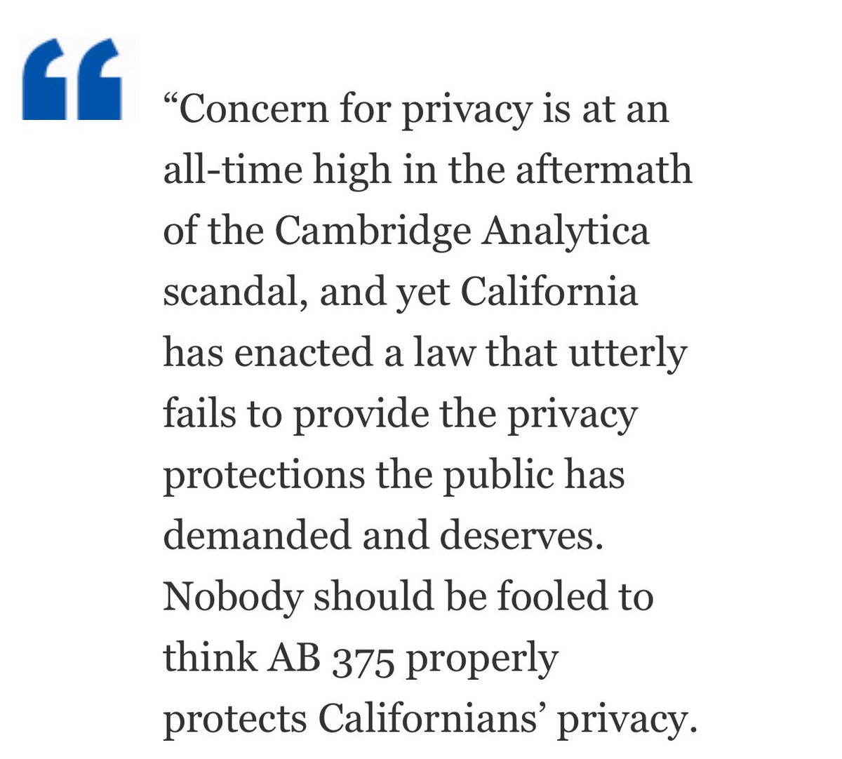 ACLU_CalAction's tweet image. #ACLUCA statement from @NicoleOzer: #AB375 falls woefully short of meaningfully protecting Californians’ privacy rights