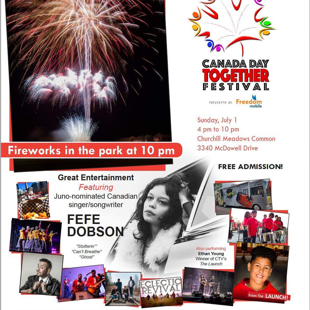 CanadaDayFest's tweet photo. Join the party for what will be the biggest Canada Day party in Mississauga. Join us live for #CanadaDay #togetherfestival this Sunday. #Fireworks #kidszone #videogamingtrucks #musicalacts. https://t.co/2vMPVBw1vp