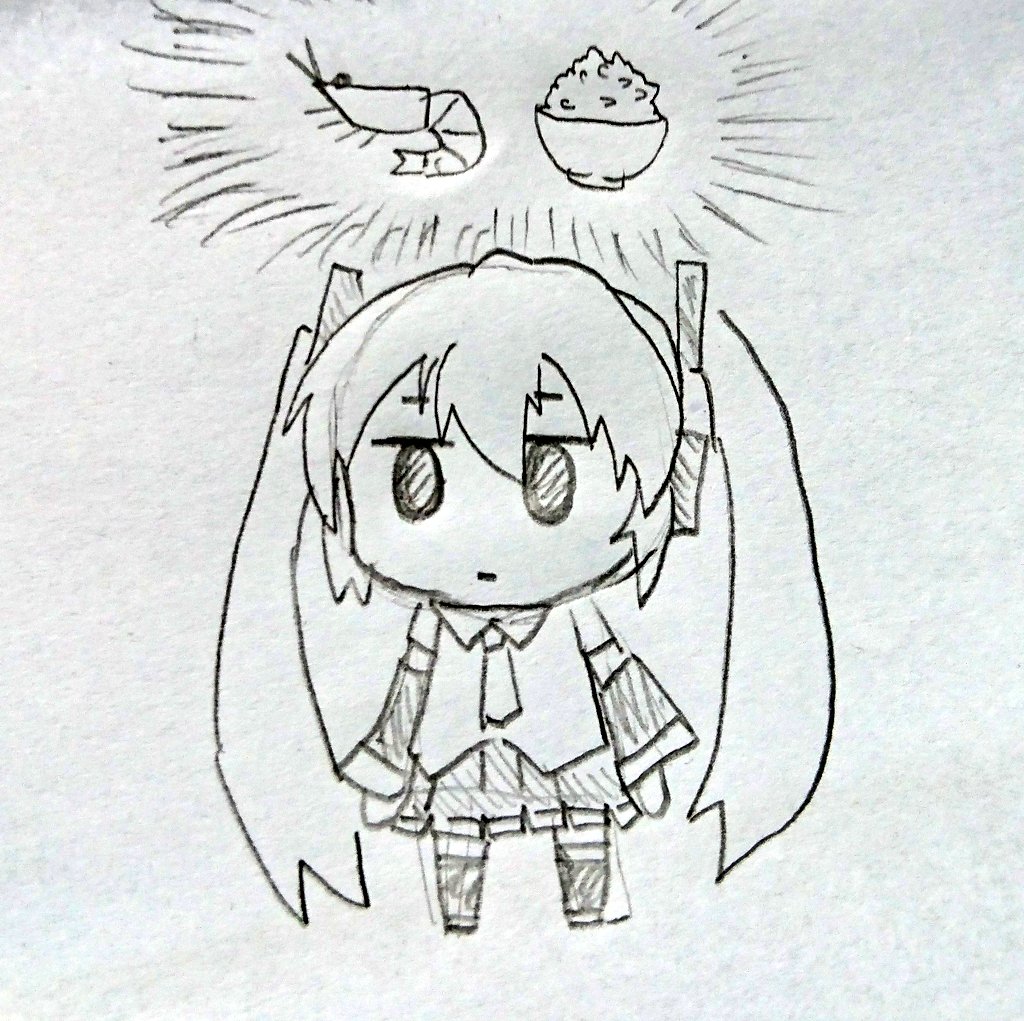 エビと白ご飯の事を考えるミクさんです 