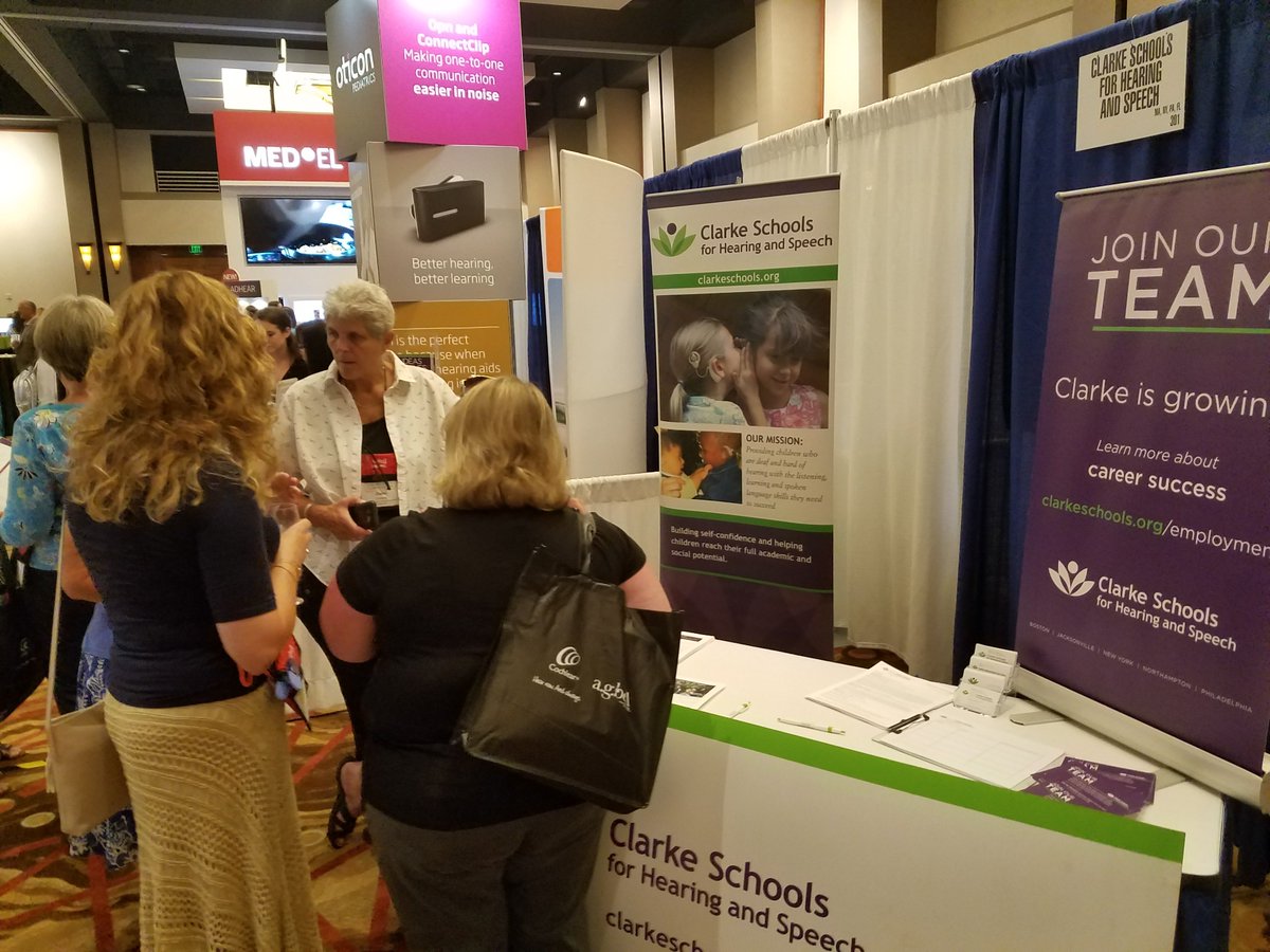 clarkeschools's tweet photo. Great start to the #2018AGBellConvention! Check out #ClarkeSchools at booth 301 next to our friends @OticonUSA @OticonMedical! https://t.co/UmeiT341sb